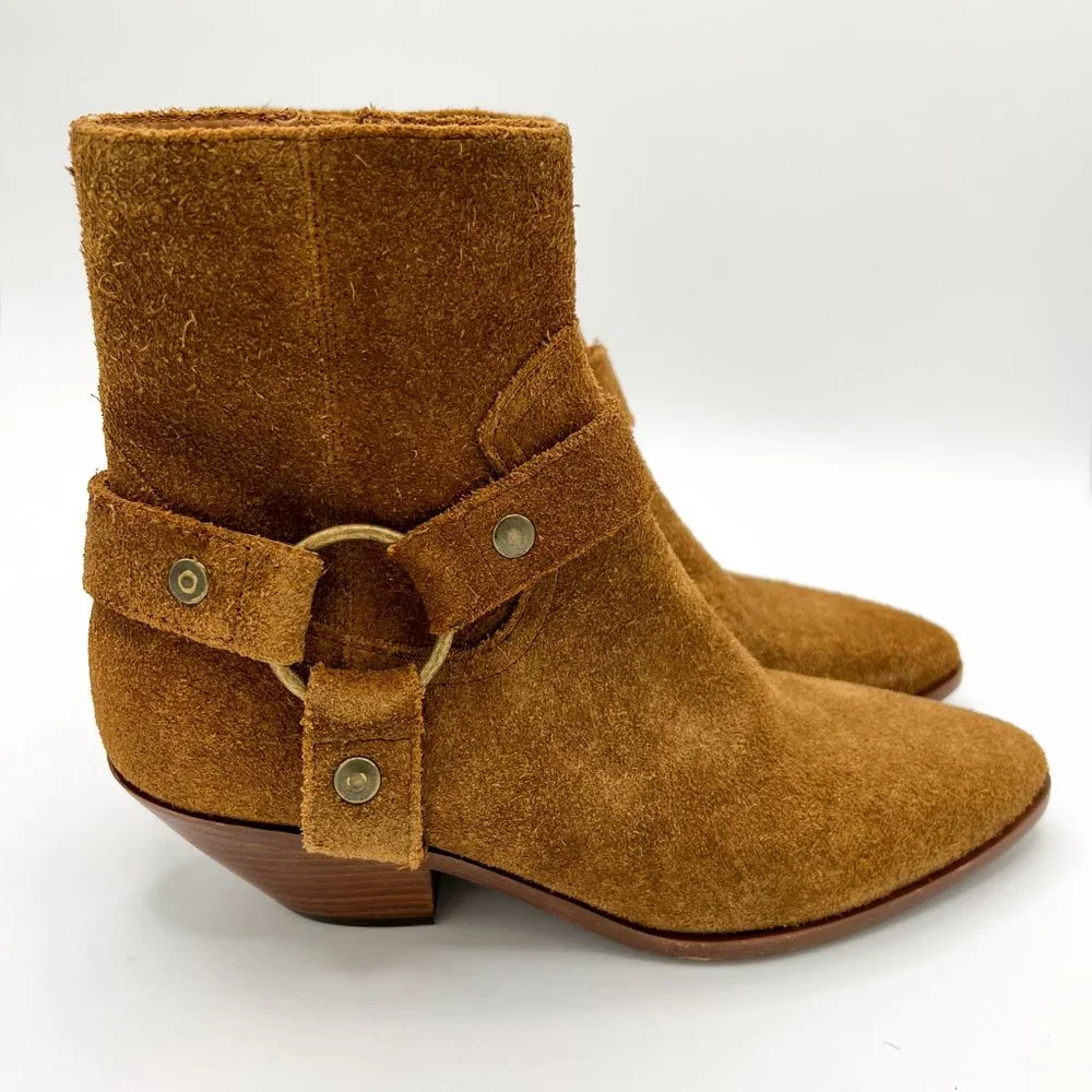Saint Laurent Brown Leather Suede Wyatt Harness Boots/ New without Box - Picture 9 of 13